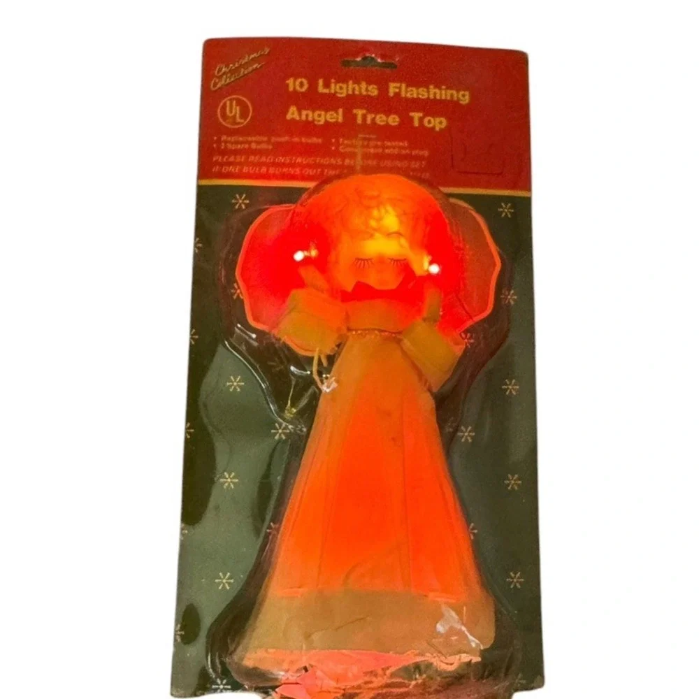 Vintage 10 Lights Flashing Angel Tree Topper 8